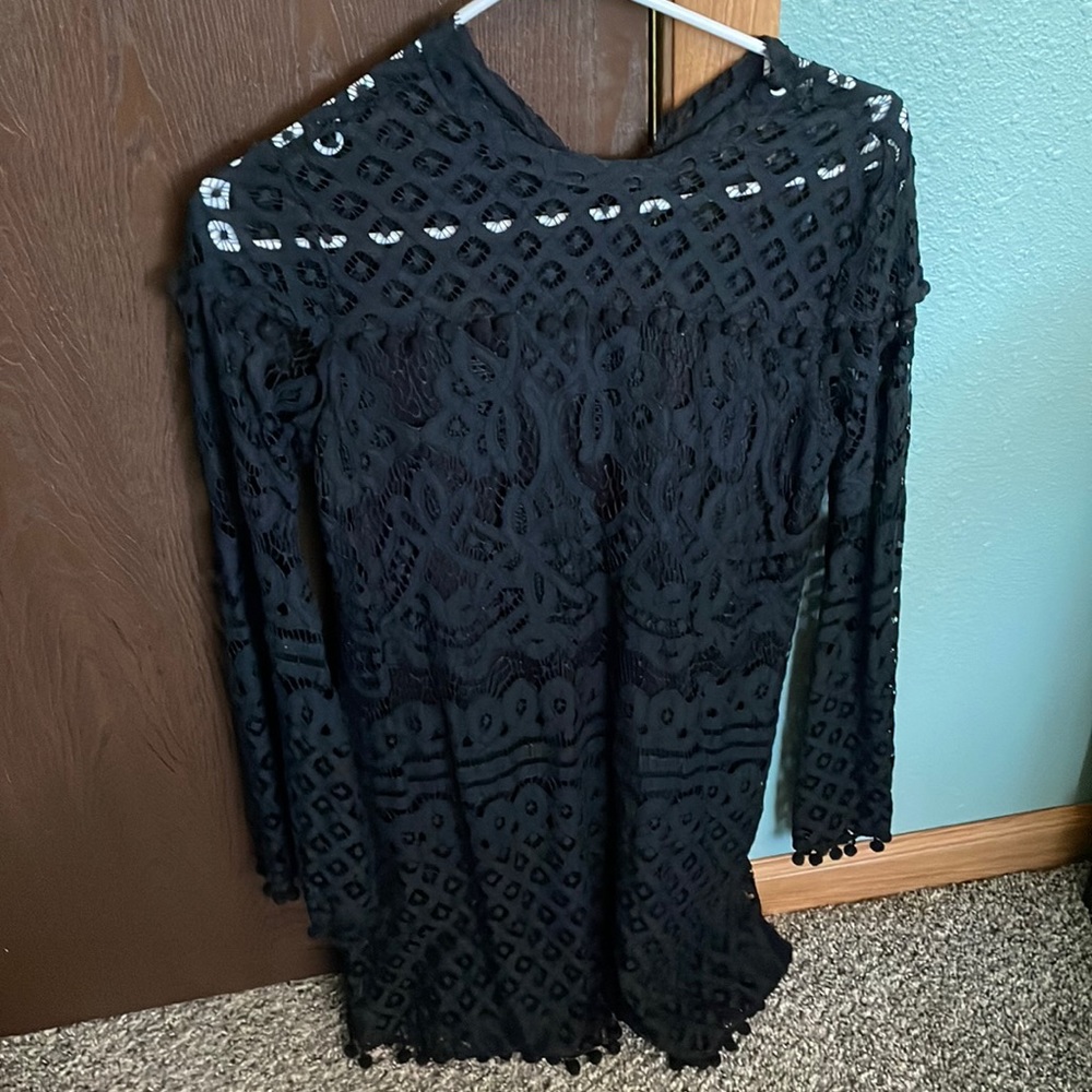 Black lace mini dress